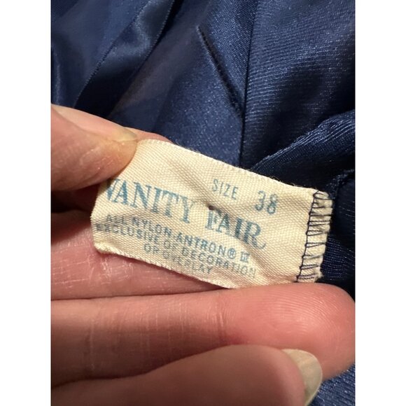 Vanity Fair Womens Nylon Antron Slip Lace Trim Size 38 Midnight Blue USA - Picture 5 of 10